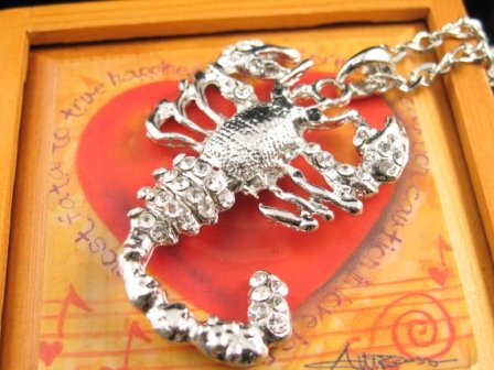 SN344 Crystal Scorpian Silver Pendant Necklace Best Gift Idea
