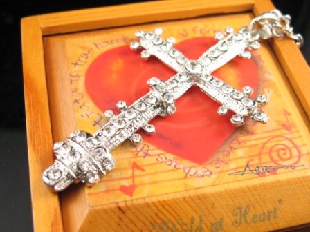 SN341 Crystal Cross Silver Pendant Necklace Best Gift Idea
