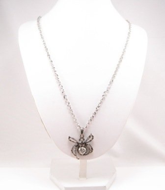 SN082 Crystal Spider Silver Pendant Necklace Best Gift Idea