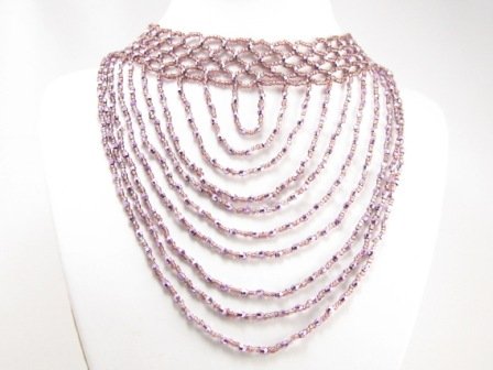 SN091 Elegant Purple Cocktail Victorian Style Beads Necklace Best Gift Idea