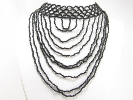 SN092 Elegant Black Cocktail Victorian Style Beads Necklace Best Gift Idea