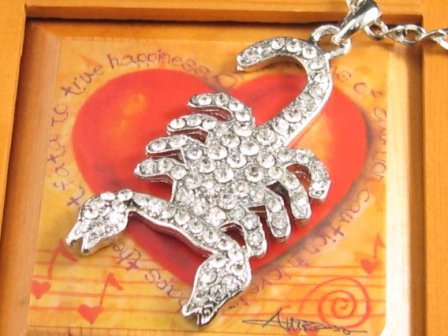 SN097 Elegant 26" Long Crystal Scorpion Silver Pendant Necklace Best Gift Idea