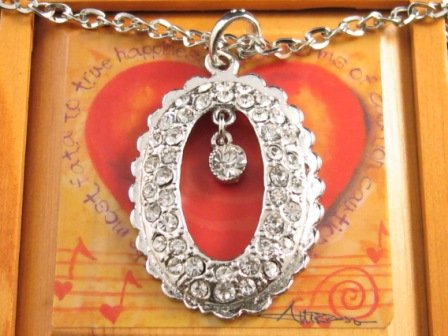 SN100 Elegant 26" Long Crystal Oval Silver Pendant Necklace Best Gift Idea