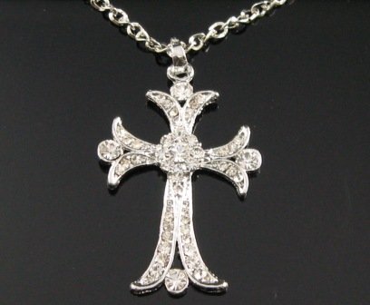 SN107 Elegant Crystal Cross Silver Pendant Necklace Best Gift Idea