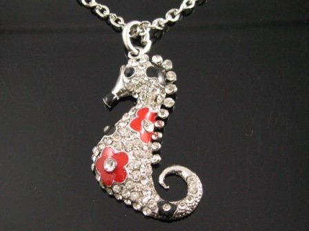 SN114 Elegant Crystal Seahorse Silver Pendant Necklace Best Gift Idea