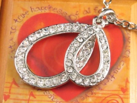 SN127 Elegant Crystal Double Pear Silver Pendant Necklace Best Gift Idea