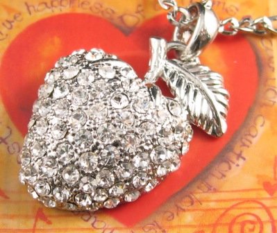 SN133 Elegant Crystal Silver Berry Pendant Necklace Best Gift Idea