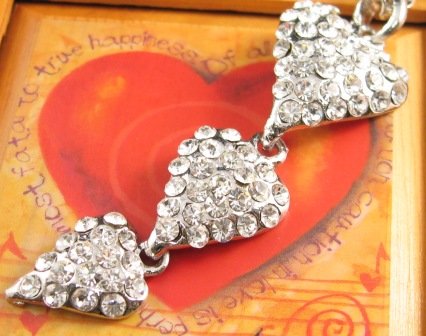 SN145 Elegant Crystal Heart Chain Silver Pendant Necklace Best Gift Idea