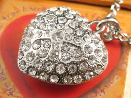 SN147 Elegant Crystal Heart Silver Pendant Necklace Best Gift Idea