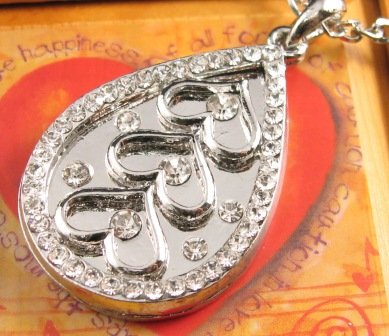 SN150 Elegant Crystal Pear Heart Silver Pendant Necklace Best Gift Idea