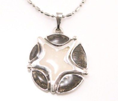 SN175 Elegant Black Round Star Enamel Epoxy Fashion Silver Pendant Necklace Best Gift Idea