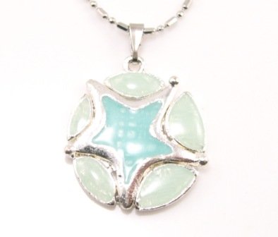 SN176 Elegant Blue Round Star Enamel Epoxy Fashion Silver Pendant Necklace Best Gift Idea