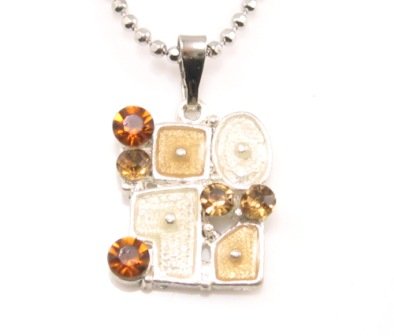 SN178 Elegant Topaz Crystal Grid Enamel Epoxy Fashion Silver Pendant Necklace Best Gift Idea