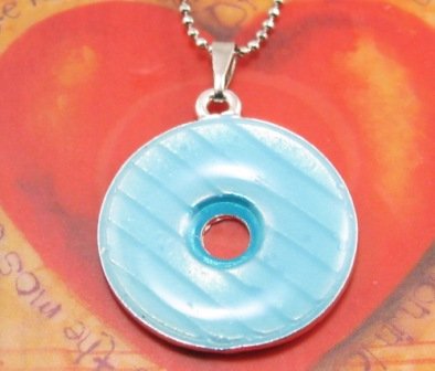 SN179 Elegant Blue Round Enamel Epoxy Fashion Silver Pendant Necklace Best Gift Idea