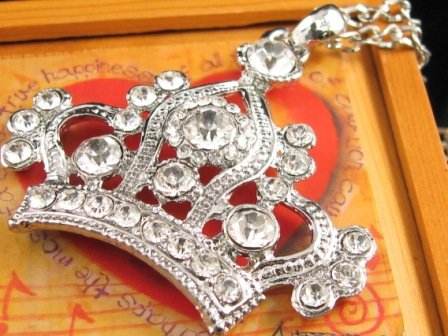 SN337 Crystal King's Crown Silver Pendant Necklace Best Gift Idea