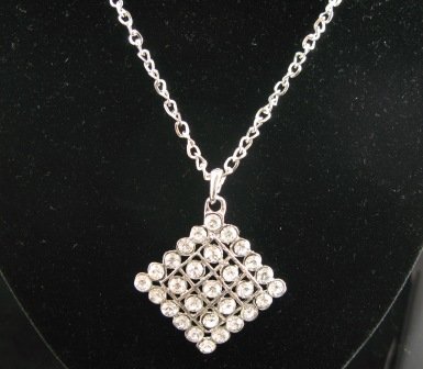 SN336 Crystal Diamond Shaped Silver Pendant Necklace Best Gift Idea