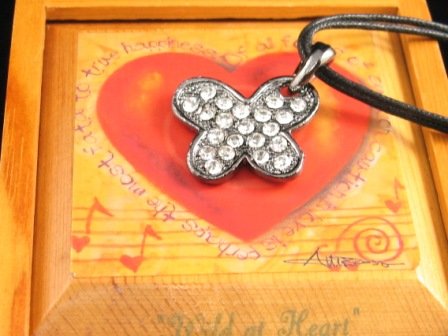 sn330 Elegant Black Clear Crystal Butterfly Pendant Necklace Best Gift Idea