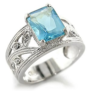Aquamarine CZ Ring