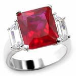 Rhodium Plated Ruby & Clear CZ Ring