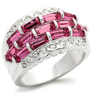 Rhodium Plated Rose Austrian Crystal Ring