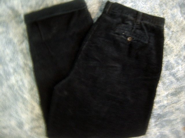 Croft & Barrow Mens Pleated Cuff Black Corduroy 38x30