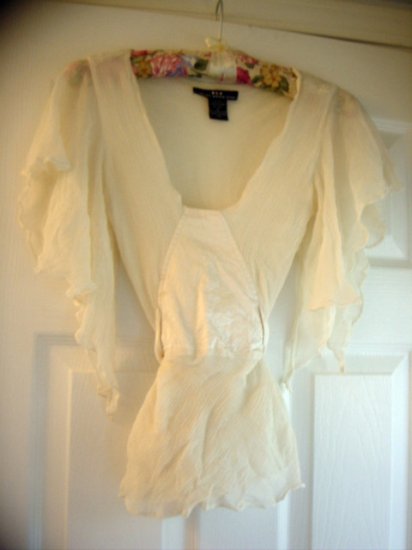 Heart Moon Star Sheer Hippie Top with silk Tie Size S