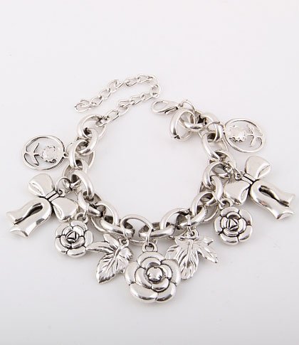 Flowers and Ribbons Charm Bracelet