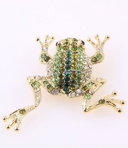 Green Crystal Frog Brooch (Free Shipping)