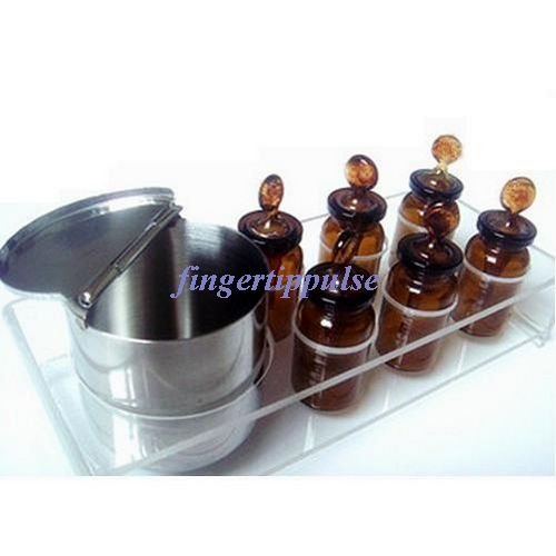 1 Set Dental Medical Glass Bottles Dropper Six Small One Metal
