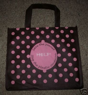 BROWN W/ PINK POLKA DOTS Reusable Grocery Shopping Bags