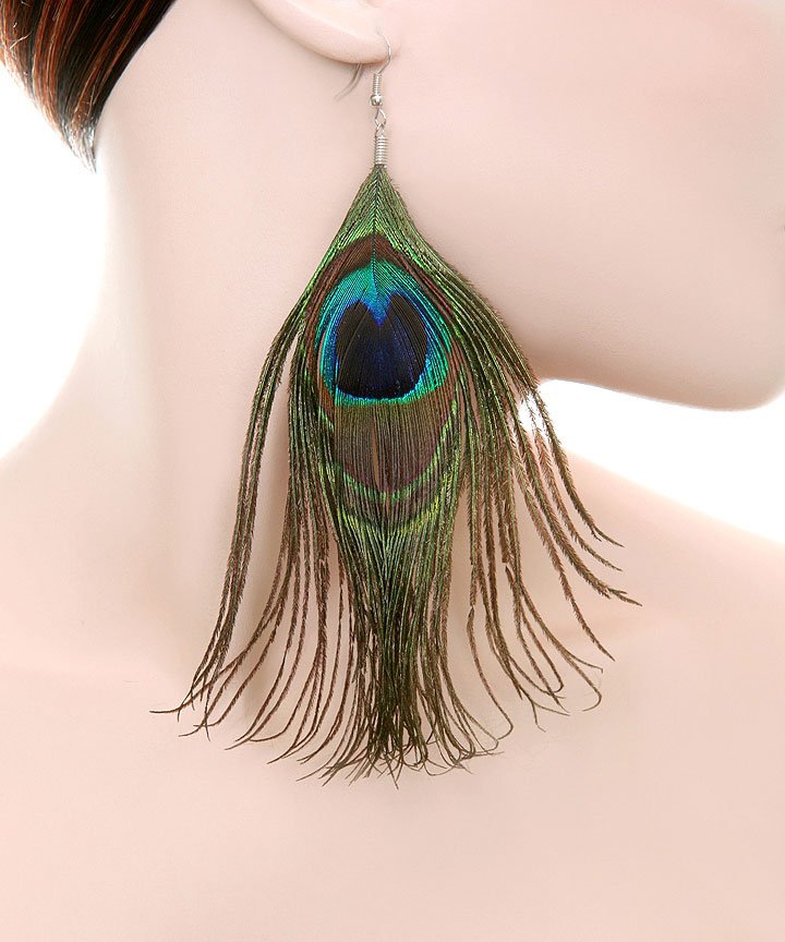 Peacock Fashion Feather Earrings