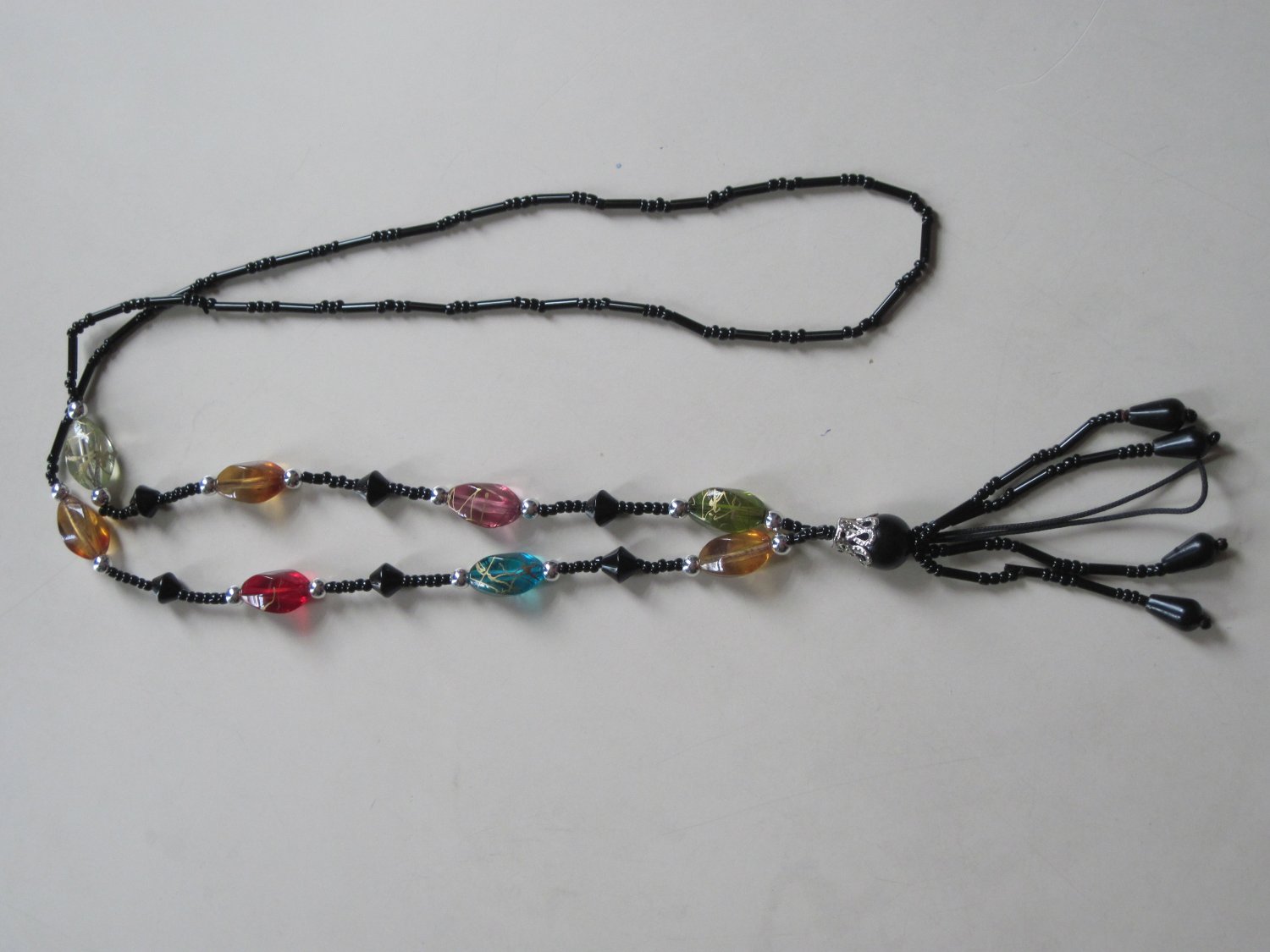 NEW Cell Phone / ID holder neck straps (Black color beading strap with Multi-color BEADS)