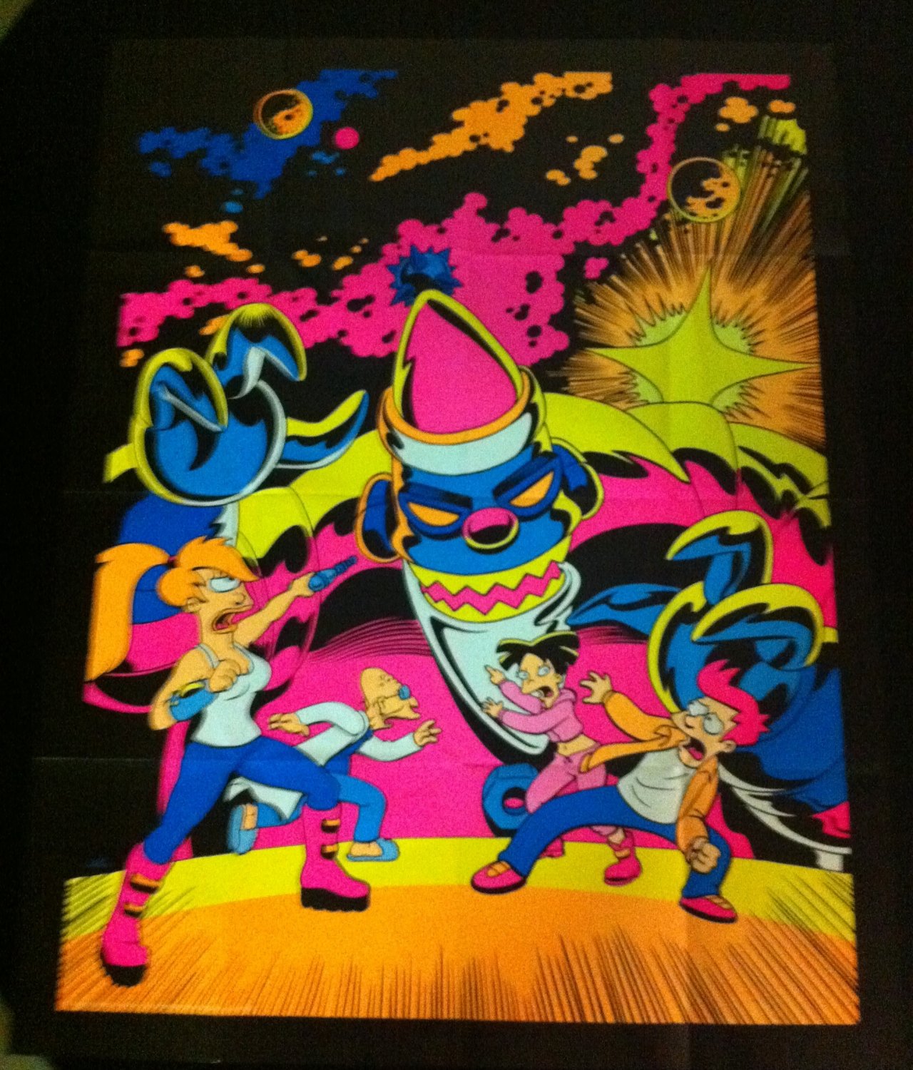Rare Futurama Mind Bending Black Light Poster Santa Xmas