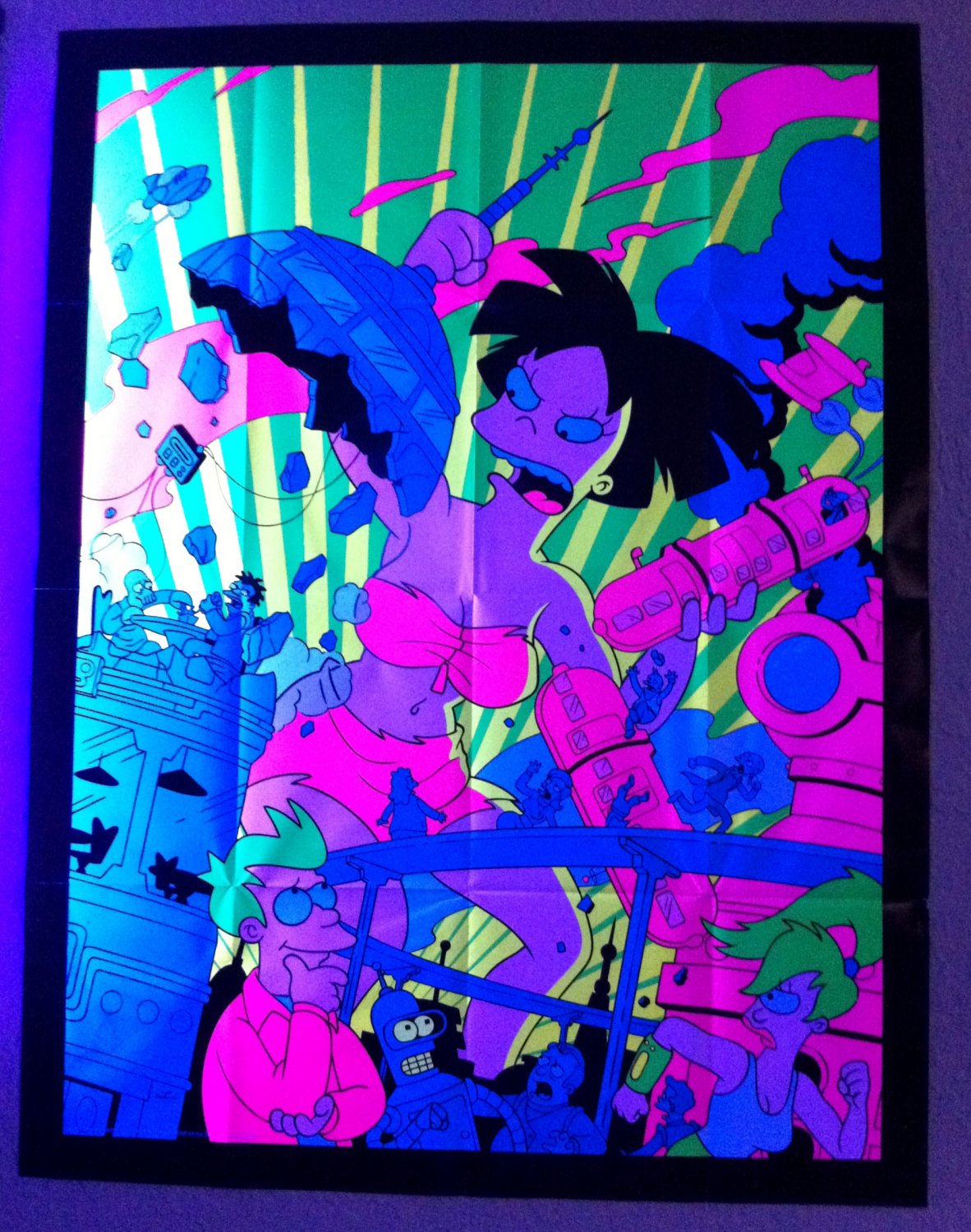 Rare Futurama Mind Bending Black Light Poster Amy