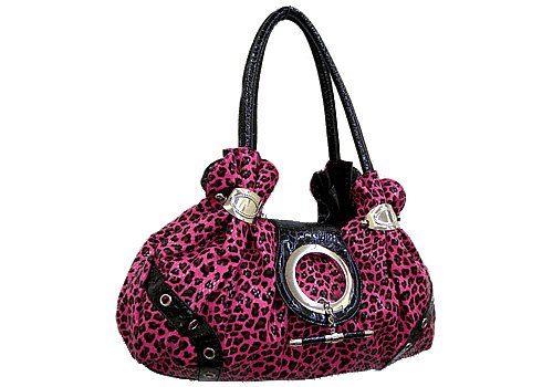 Fuschia Leapord Satchel Handbag