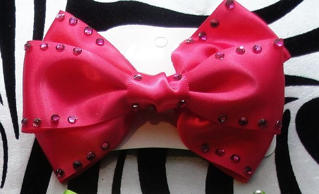 Big Fuschia Bow With Rhinestones