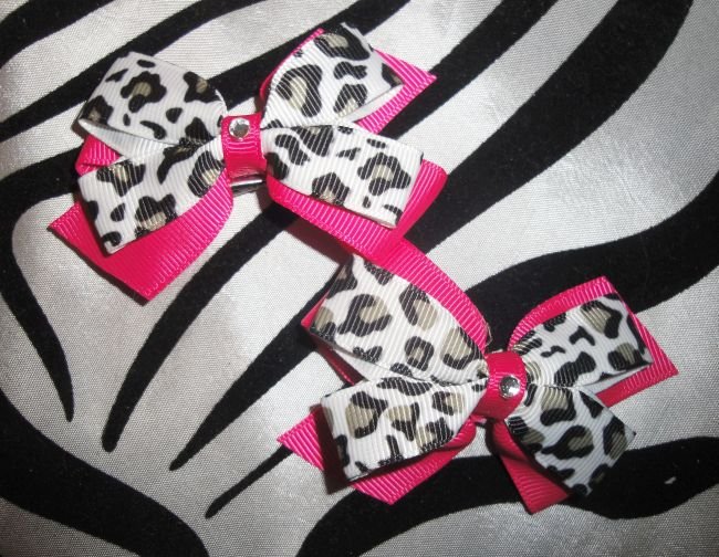 Hot Pink Leopard Bows