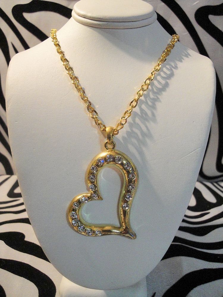 Gold Plated Heart Necklace Long Chain