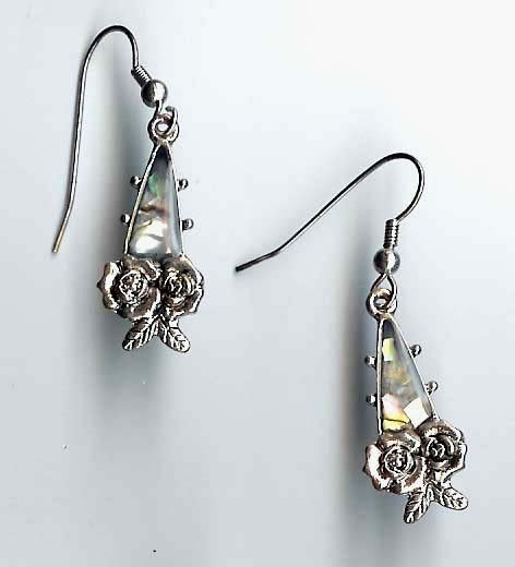 Fashion Jewelry - Victorian style pierced earrings with abalone