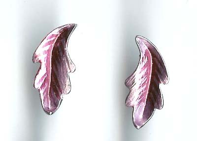 Fashion jewelry - lavender/pink silver leaf earrings Free sh/h 666E