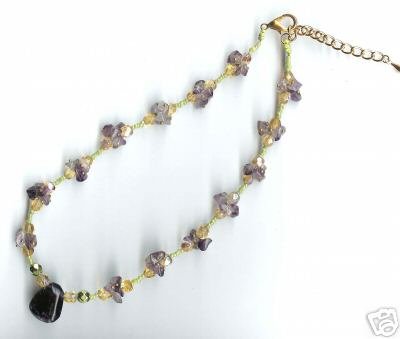 Designer jewelry: Semi-precious amethyst clusters necklace - NEW - free sh/h