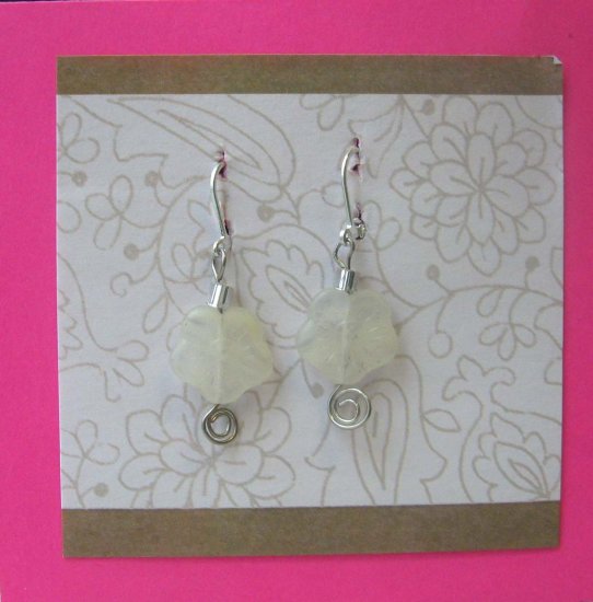 Fashion Earrings: Icy cool white flower drop earrings by Lucine - free sh/h