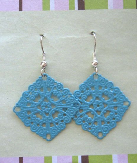Blue lacy drop earrings - free sh/h