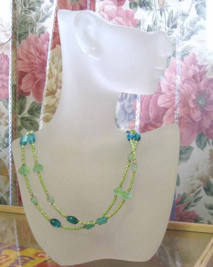 Blues and greens double row necklace by Lucine - free sh/h