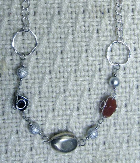 Silvertone linked wireworks one of a kind necklace by Lucine - free sh/h
