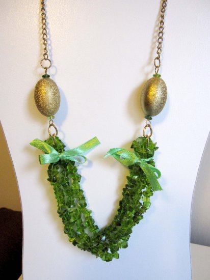 Green fashion statement one of a kind necklace