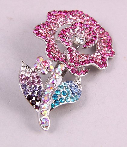 fashion jewelry ink crystals flower spring multicolour brooch pin