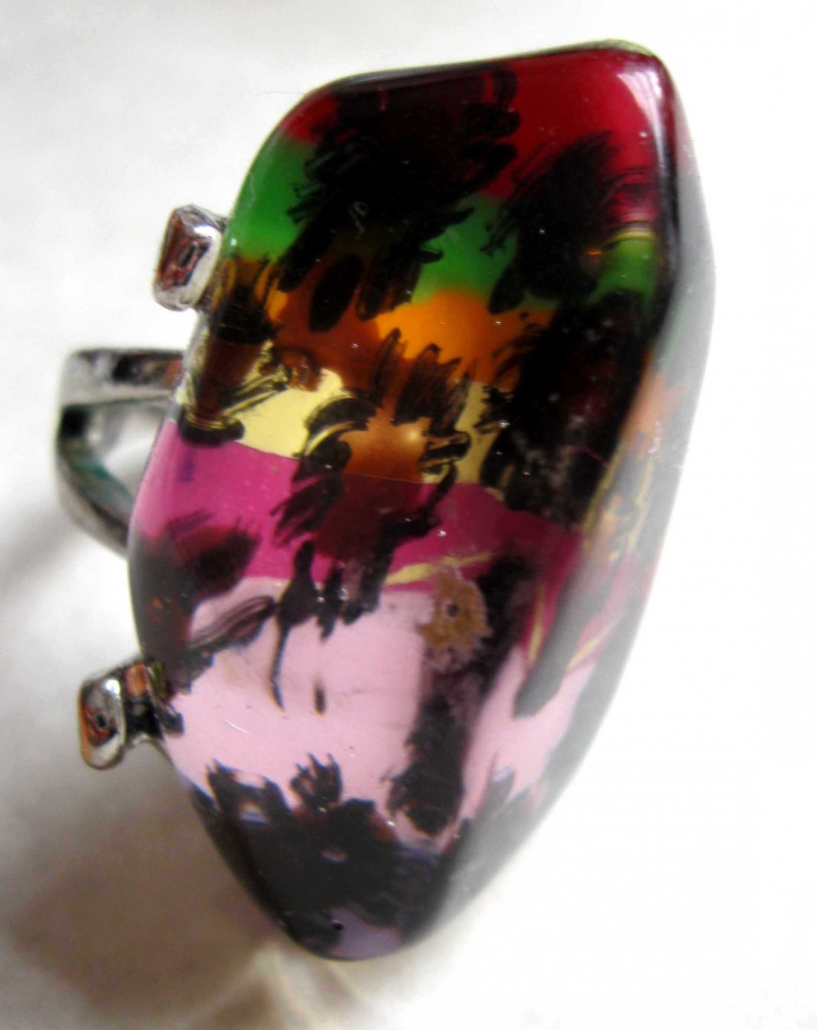 Funky fashion statement adjustable ring pink yellow green orange black