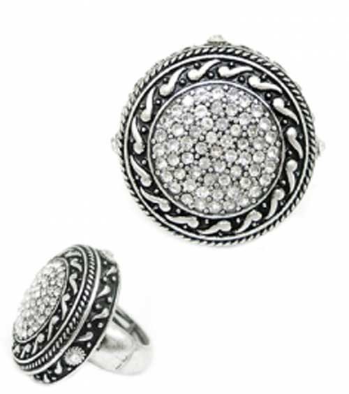 ON SALE: Fashion statement black silver crystals slip on ring