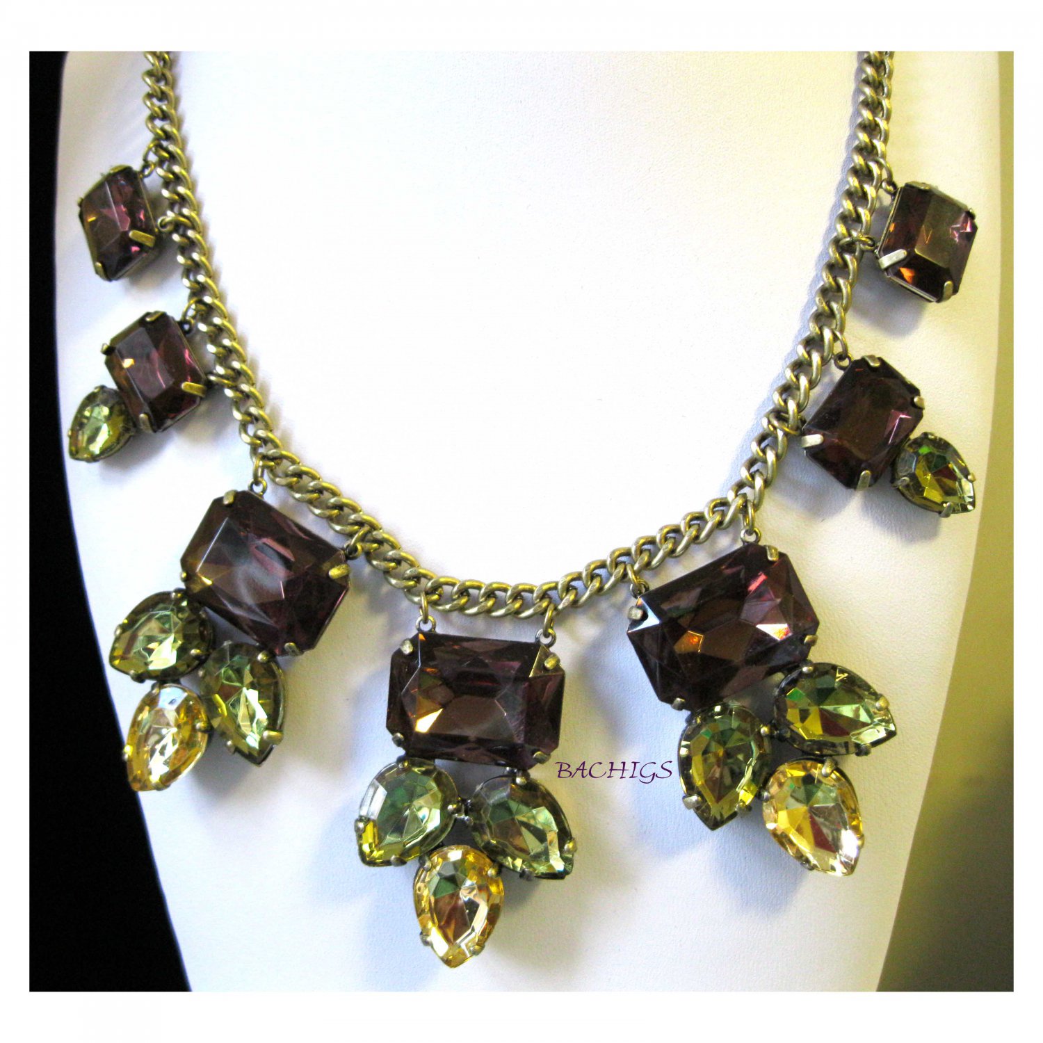 Browns and yellows adjustable statement fashion necklace